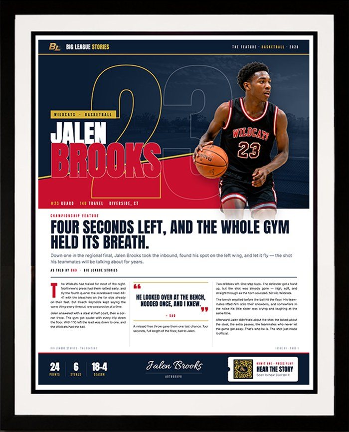 Framed Article, Magazine style — big photo and a shorter story in a black frame
